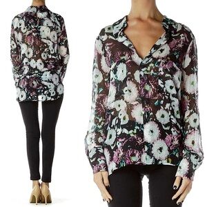 BCBGMAXAZRIA Emma Floral Silk Top